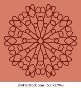 bright background with mandala ornament. vector illustration. brick color