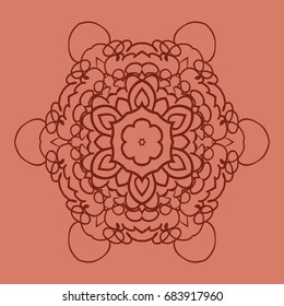 bright background with mandala ornament. vector illustration. brick color