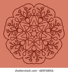 bright background with mandala ornament. vector illustration. brick color