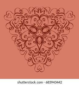 bright background with mandala ornament. vector illustration. brick color