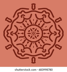 bright background with mandala ornament. vector illustration. brick color