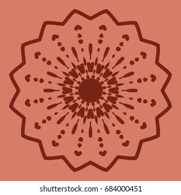 bright background with mandala ornament. vector illustration. brick color