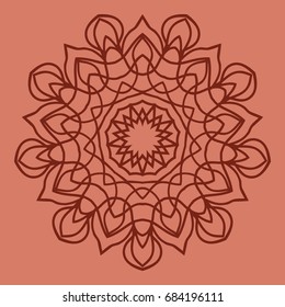 bright background with mandala ornament. vector illustration. brick color