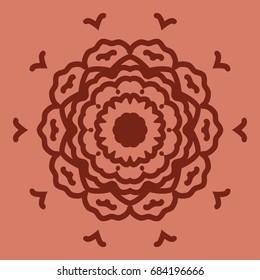 bright background with mandala ornament. vector illustration. brick color