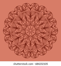 bright background with mandala ornament. vector illustration. brick color