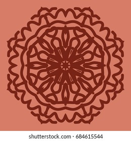 bright background with mandala ornament. vector illustration. brick color