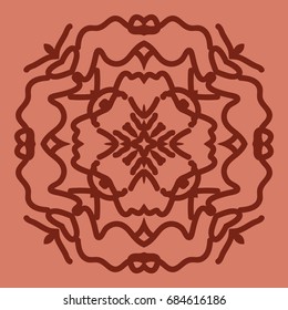 bright background with mandala ornament. vector illustration. brick color