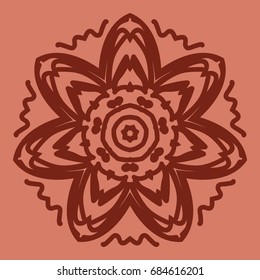 bright background with mandala ornament. vector illustration. brick color