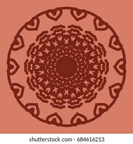 bright background with mandala ornament. vector illustration. brick color
