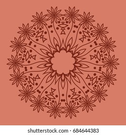 bright background with mandala ornament. vector illustration. brick color