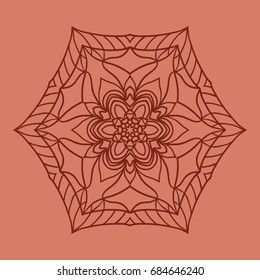 bright background with mandala ornament. vector illustration. brick color