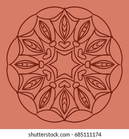 bright background with mandala ornament. vector illustration. brick color