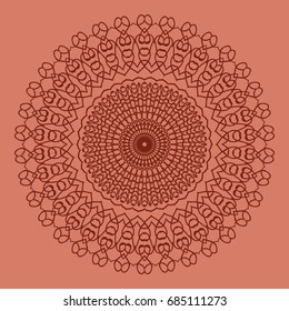 bright background with mandala ornament. vector illustration. brick color