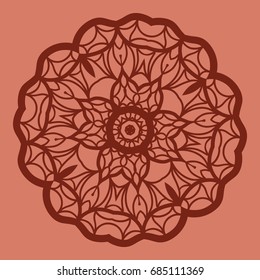 bright background with mandala ornament. vector illustration. brick color