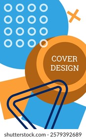 Bright background in Memphis style. Geometric cover design. Fashionable bright cover, banner, poster, booklet. Bright colors. Vector