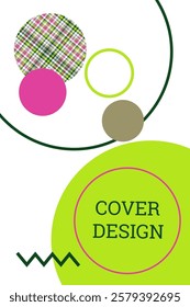 Bright background in Memphis style. Geometric cover design. Fashionable bright cover, banner, poster, booklet. Bright colors. Vector
