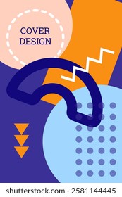 Bright background in Memphis style. Geometric cover design. Fashionable bright cover, banner, poster, booklet. Bright colors. Vector