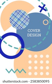 Bright background in Memphis style. Geometric cover design. Fashionable bright cover, banner, poster, booklet. Bright colors. Vector