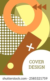 Bright background in Memphis style. Geometric cover design. Fashionable bright cover, banner, poster, booklet. Bright colors. Vector