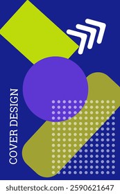 Bright background in Memphis style. Geometric cover design. Fashionable bright cover, banner, poster, booklet. Bright colors. Vector