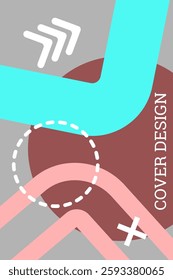 Bright background in Memphis style. Geometric cover design. Fashionable bright cover, banner, poster, booklet. Bright colors. Vector