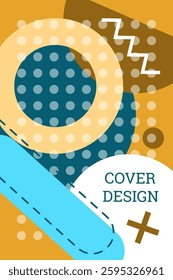 Bright background in Memphis style. Geometric cover design. Fashionable bright cover, banner, poster, booklet. Bright colors. Vector