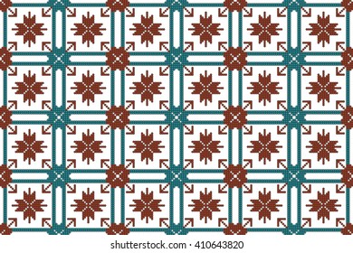 Bright background mosaic with blue and red circle pixel. seamless ornaments Vector illustration. For design, presentations, textile