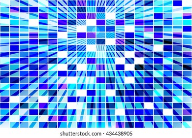 bright background with mosaic texture and light rays. Vector illustration.