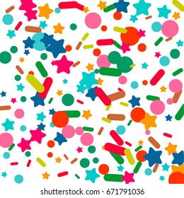 Bright background of multicolored confetti for holiday designs, invitation, party, birthday, wedding, solemnity.