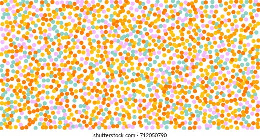 Bright Background of Multicolored Confetti. Rectangular Horizontal Card, Cover and Frame. Vector Isolated Confetti on White Background Pattern. Template Background Yellow, Turquoise, Pink Colors.