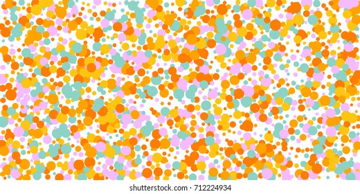 Bright Background of Multicolored Confetti. Rectangular Horizontal Card, Cover and Frame. Vector Isolated Confetti on White Background Pattern. Template Background Yellow, Turquoise, Pink Colors.