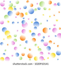 Bright Background of Multicolored Confetti. Square Cover. Vector Isolated Confetti on White Background Pattern. Orange, Yellow, Blue and Pink Colors.