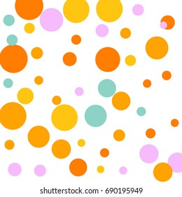Bright Background of Multicolored Confetti. Square Card, Cover and Frame. Vector Isolated Confetti on White Background Pattern. Template Background Orange, Yellow, Blue, Turquoise and Pink Colors.