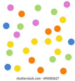Bright background of multicolored confetti. Square card and frame. Vector isolated confetti on white background pattern. Template for holiday designs, invitation, party, birthday, wedding, solemnity.