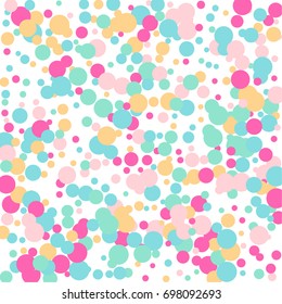 Bright Background of Multicolored Confetti. Square Card and Frame. Vector Isolated Confetti on White Background Pattern. Template for Holiday Designs, Invitation, Party, Birthday, Wedding, Solemnity.