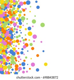 Bright Background of Multicolored Confetti. Square Card and Frame. Vector Isolated Confetti on White Background Pattern. Template for Holiday Designs, Invitation, Birthday, Wedding.