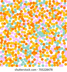 Bright Background of Multicolored Confetti. Square Card, Cover and Frame. Vector Isolated Confetti on White Background Pattern. Template Background Orange, Yellow, Blue, Turquoise and Pink Colors.