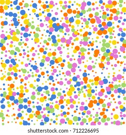 Bright background of multicolored confetti. Square card and frame. Vector isolated confetti on white background pattern. Template for holiday designs, invitation, party, birthday, wedding, solemnity.