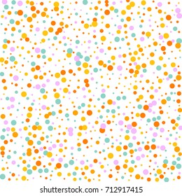 Bright Background of Multicolored Confetti. Square Card, Cover and Frame. Vector Isolated Confetti on White Background Pattern. Template Background Orange, Yellow, Blue, Turquoise and Pink Colors.