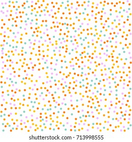 Bright Background of Multicolored Confetti. Square Card, Cover and Frame. Vector Isolated Confetti on White Background Pattern. Template Background Orange, Yellow, Blue, Turquoise and Pink Colors.
