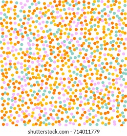 Bright Background of Multicolored Confetti. Square Card, Cover and Frame. Vector Isolated Confetti on White Background Pattern. Template Background Orange, Yellow, Blue, Turquoise and Pink Colors.