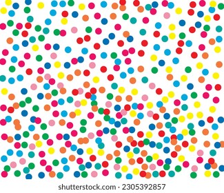 Bright background with multicolored dots, circles of the same size. Vector illustration