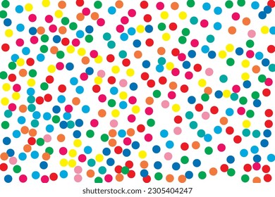 Bright background with multicolored dots, circles of the same size. Vector illustration