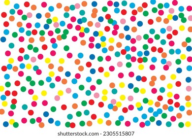 Bright background with multicolored dots, circles of the same size. Vector illustration