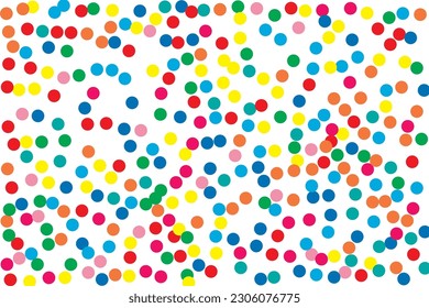 Bright background with multicolored dots, circles of the same size. Vector illustration