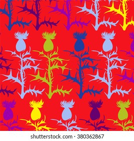 Bright background with multicolored thistle.