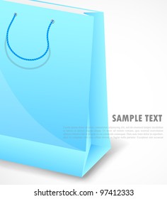 Bright background with one blue shopping bag