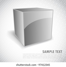 Bright background with one silver 3d cube