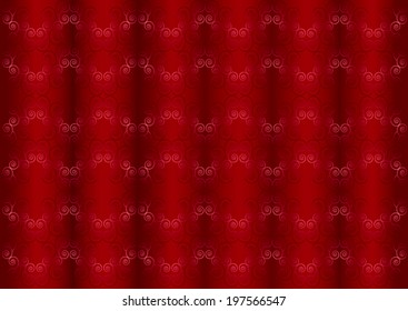 Bright background with openwork pink pattern on wavy shining red burgundy background