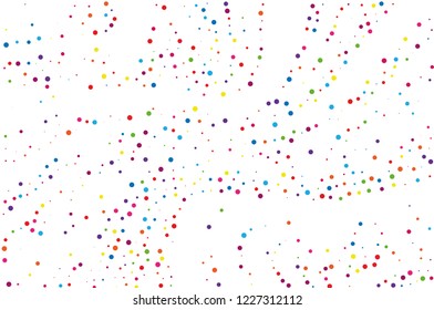 Bright background  for party invites, wedding, cards, phone Wallpapers. Vector illustration.  Festival pattern with color round glitter, confetti. Random, chaotic polka dot. 